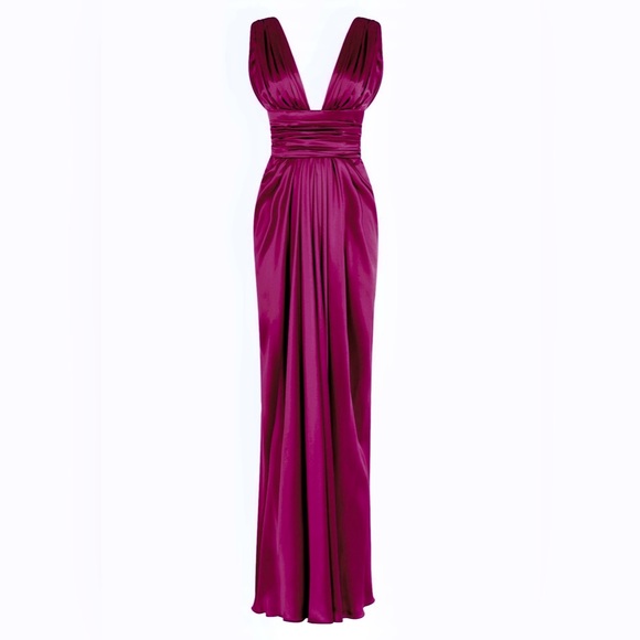 Dolce and Gabbana Satin Gown Maxi Purple Plated Dress - Picture 1 of 15